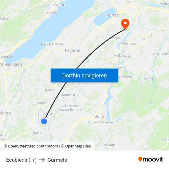 Ecublens (Fr) to Gurmels map