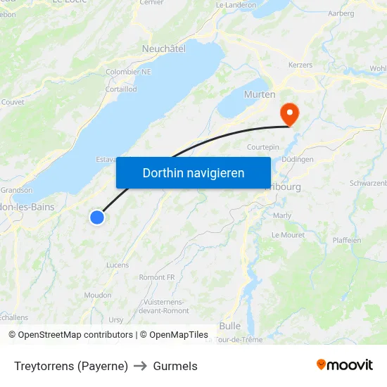 Treytorrens (Payerne) to Gurmels map