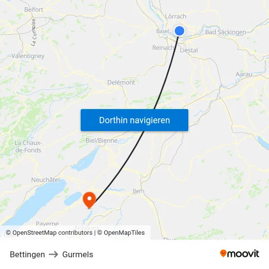 Bettingen to Gurmels map