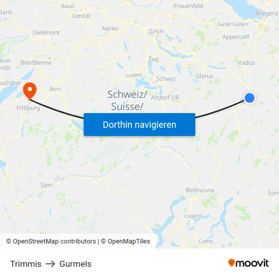 Trimmis to Gurmels map