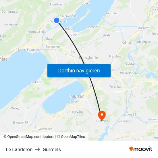 Le Landeron to Gurmels map