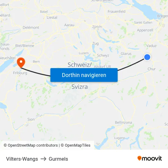 Vilters-Wangs to Gurmels map