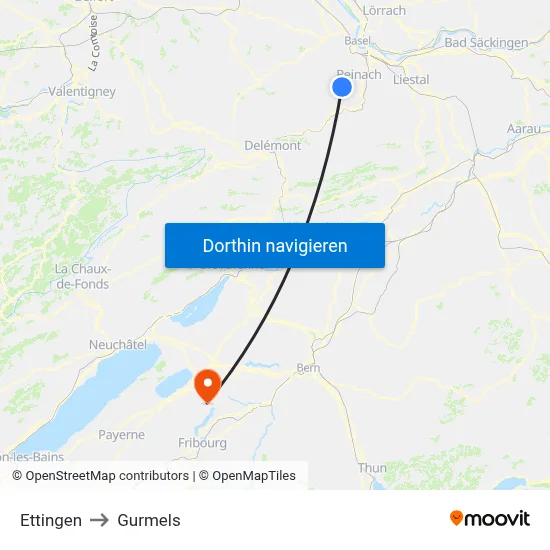 Ettingen to Gurmels map