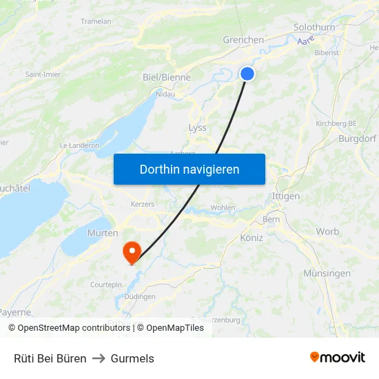 Rüti Bei Büren to Gurmels map