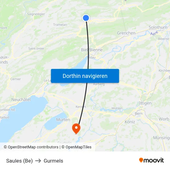 Saules (Be) to Gurmels map