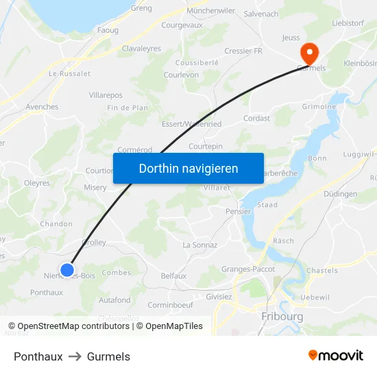 Ponthaux to Gurmels map
