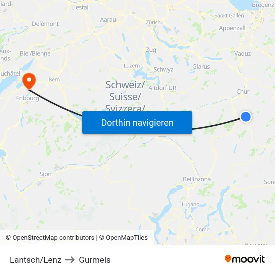 Lantsch/Lenz to Gurmels map