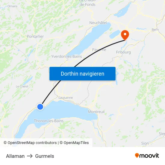 Allaman to Gurmels map