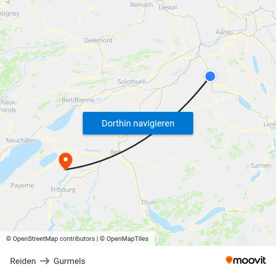 Reiden to Gurmels map