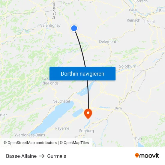 Basse-Allaine to Gurmels map