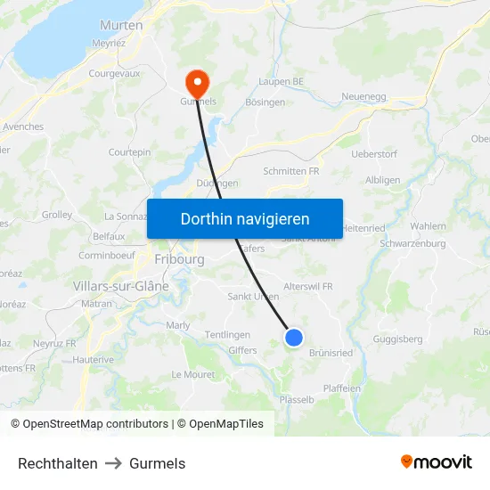 Rechthalten to Gurmels map