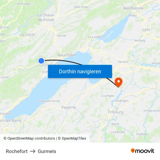 Rochefort to Gurmels map