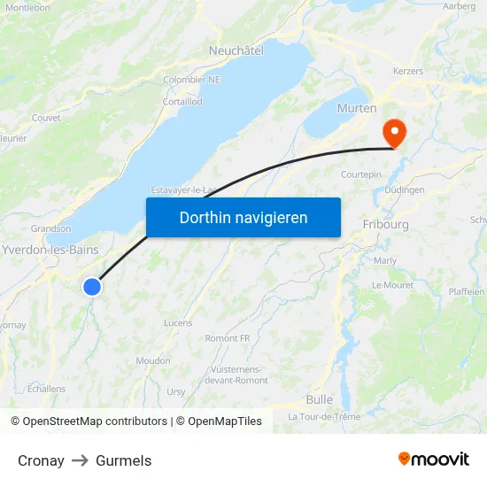 Cronay to Gurmels map