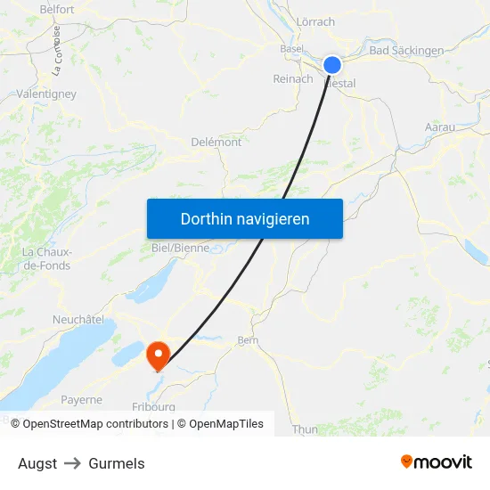 Augst to Gurmels map
