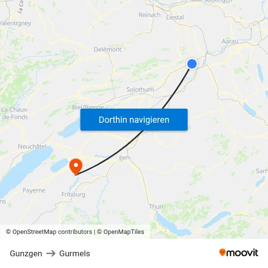 Gunzgen to Gurmels map