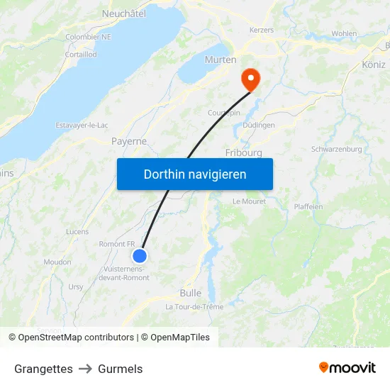 Grangettes to Gurmels map