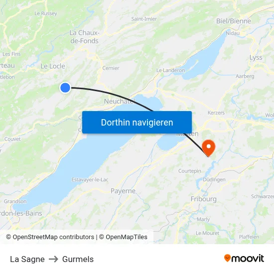 La Sagne to Gurmels map