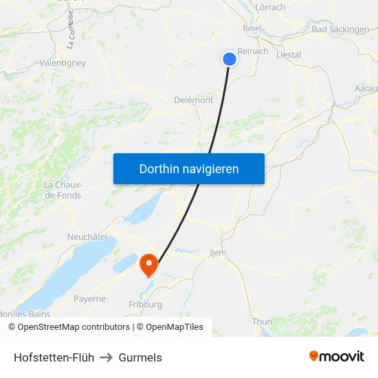 Hofstetten-Flüh to Gurmels map