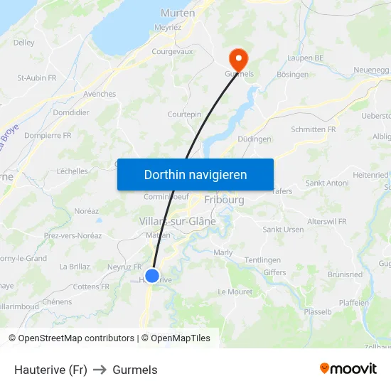 Hauterive (Fr) to Gurmels map