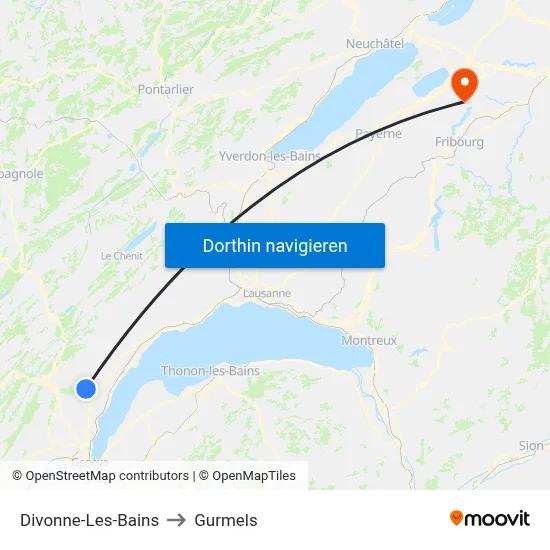 Divonne-Les-Bains to Gurmels map