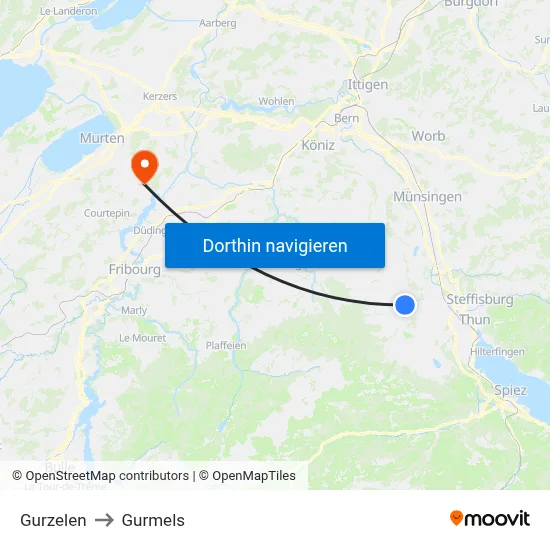 Gurzelen to Gurmels map