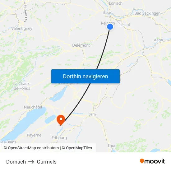 Dornach to Gurmels map