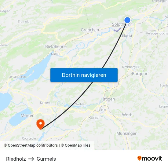 Riedholz to Gurmels map