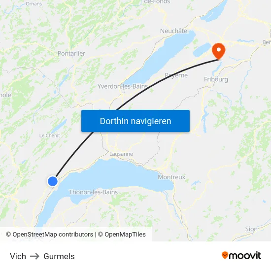 Vich to Gurmels map