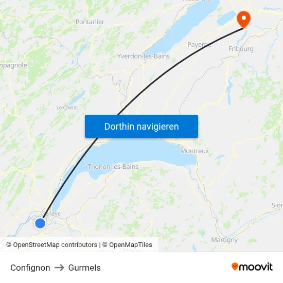Confignon to Gurmels map