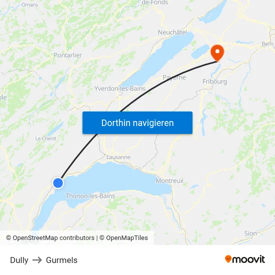 Dully to Gurmels map