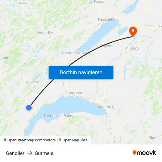 Genolier to Gurmels map