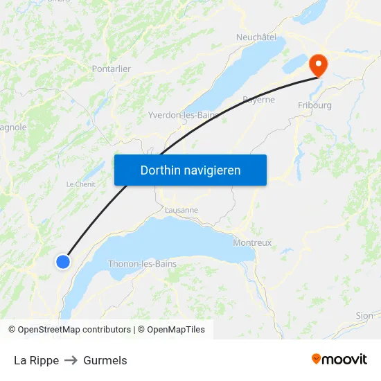 La Rippe to Gurmels map