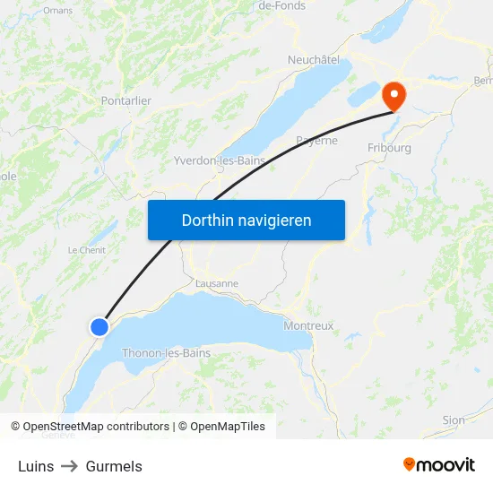 Luins to Gurmels map