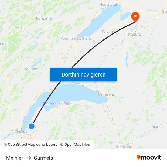 Meinier to Gurmels map