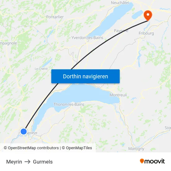 Meyrin to Gurmels map