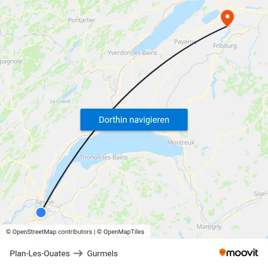 Plan-Les-Ouates to Gurmels map