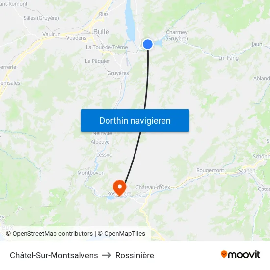 Châtel-Sur-Montsalvens to Rossinière map