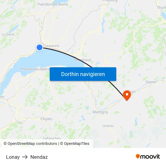 Lonay to Nendaz map