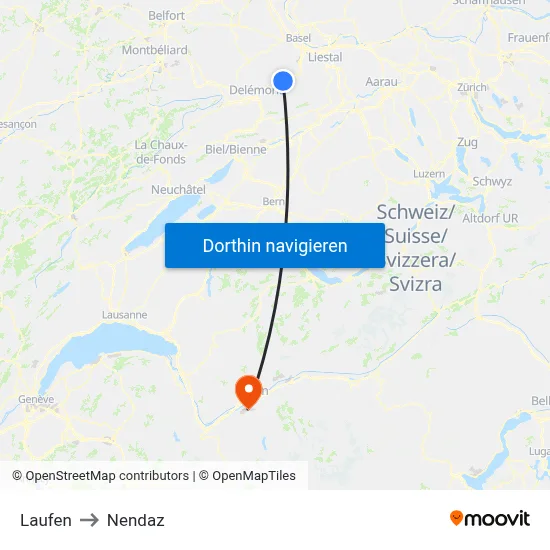 Laufen to Nendaz map