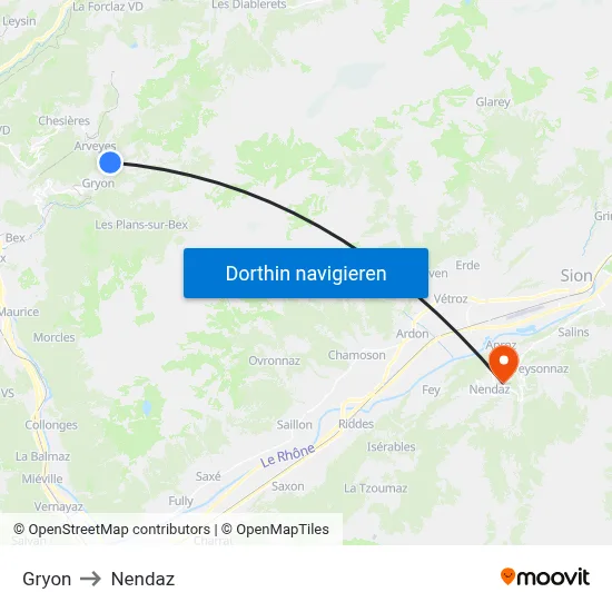 Gryon to Nendaz map