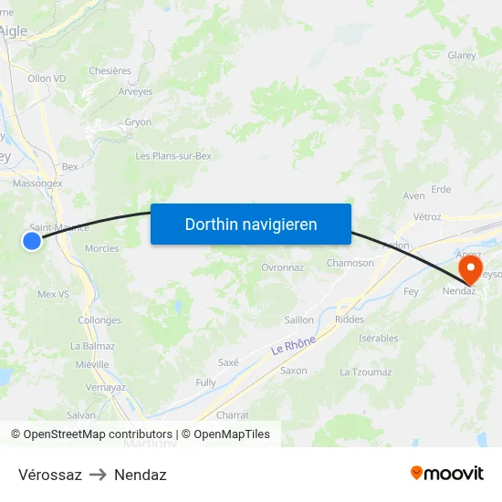 Vérossaz to Nendaz map