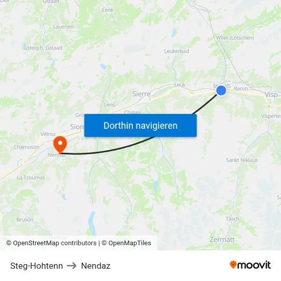 Steg-Hohtenn to Nendaz map