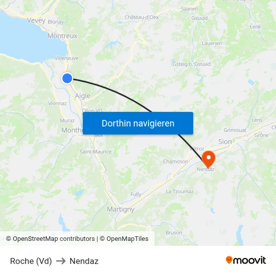 Roche (Vd) to Nendaz map