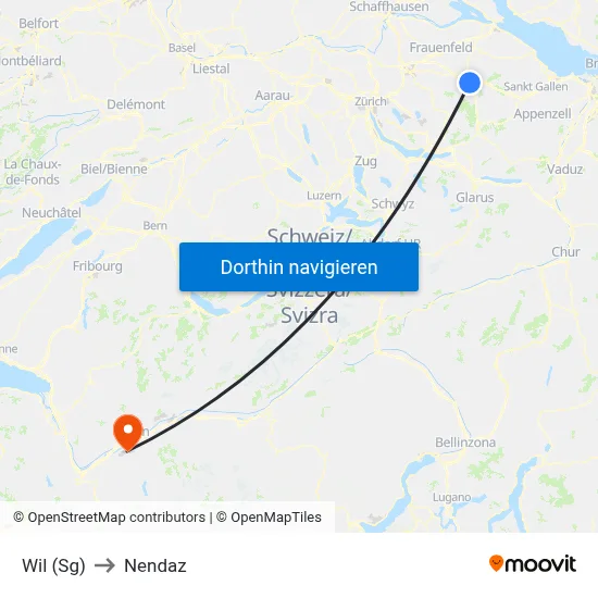 Wil (Sg) to Nendaz map