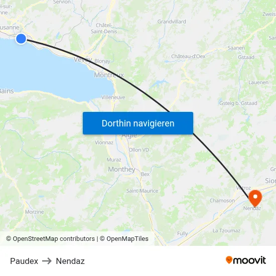 Paudex to Nendaz map