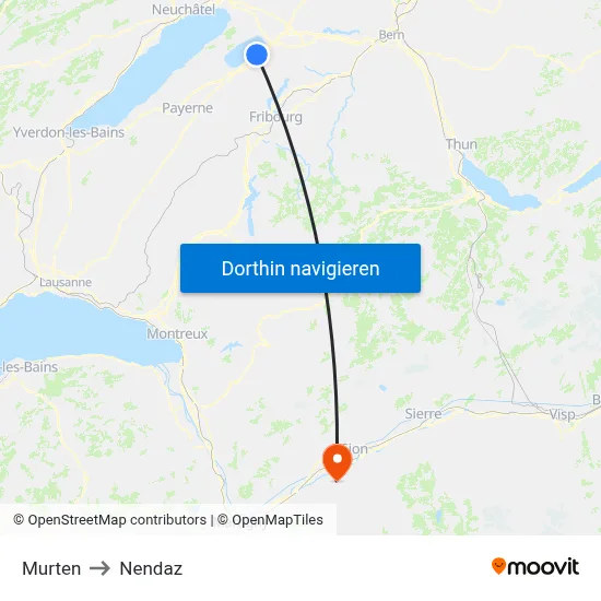 Murten to Nendaz map