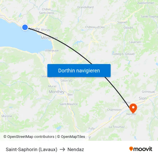 Saint-Saphorin (Lavaux) to Nendaz map