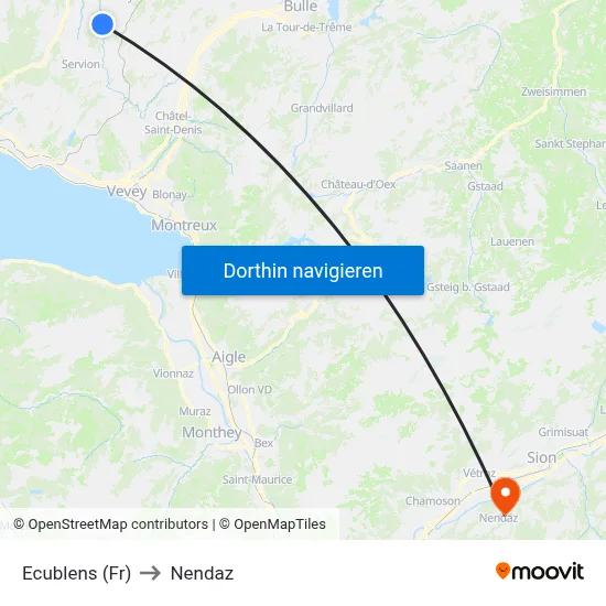Ecublens (Fr) to Nendaz map