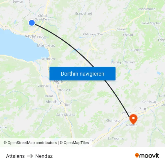 Attalens to Nendaz map