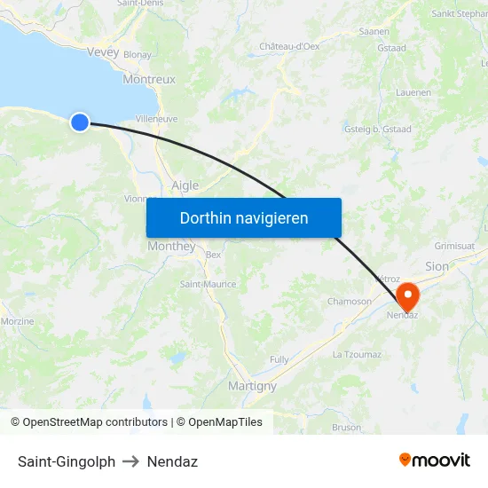 Saint-Gingolph to Nendaz map